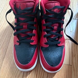 Nike Black and Red High-Top Sneakers